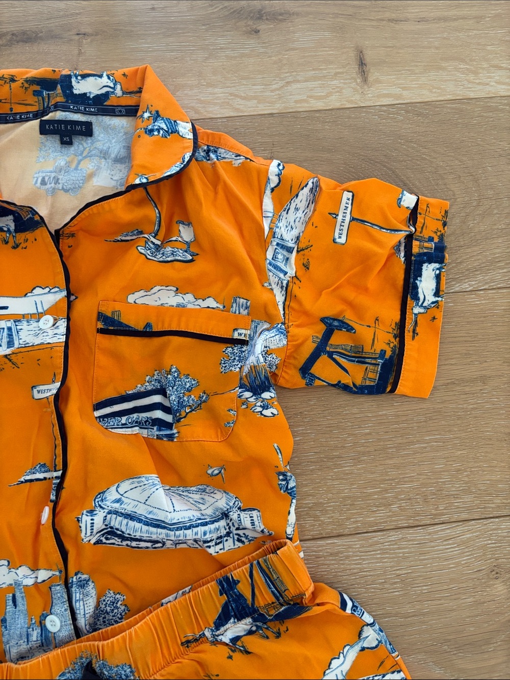 Houston toile Short-Sleeve Pajama Set in Orange - Picture 6 of 12